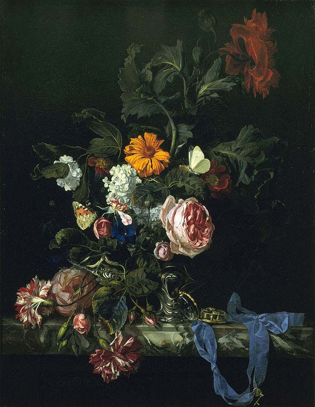 Flower Still-life with a Watch